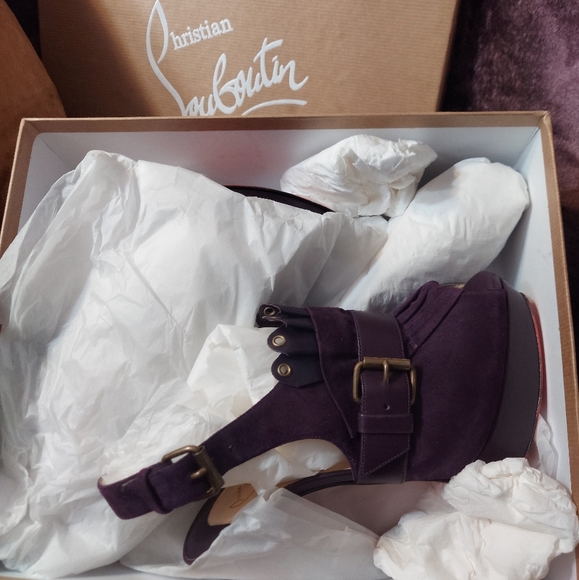 Louboutin-Jem Purple Suede Ankle Botties - Picture 5 of 6